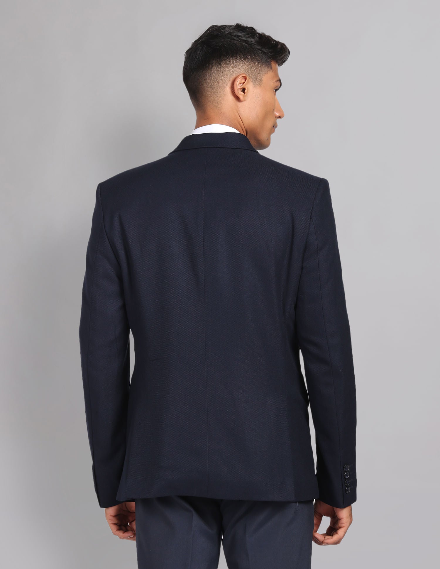 Power-Edged Dobby Convertible Collar Blazer