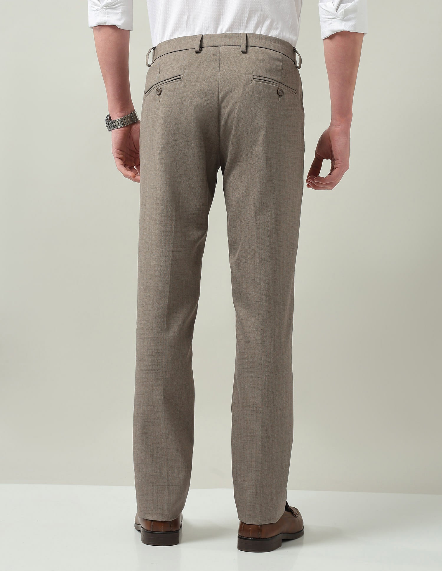 Solid Mid Rise Regular Fit Trousers