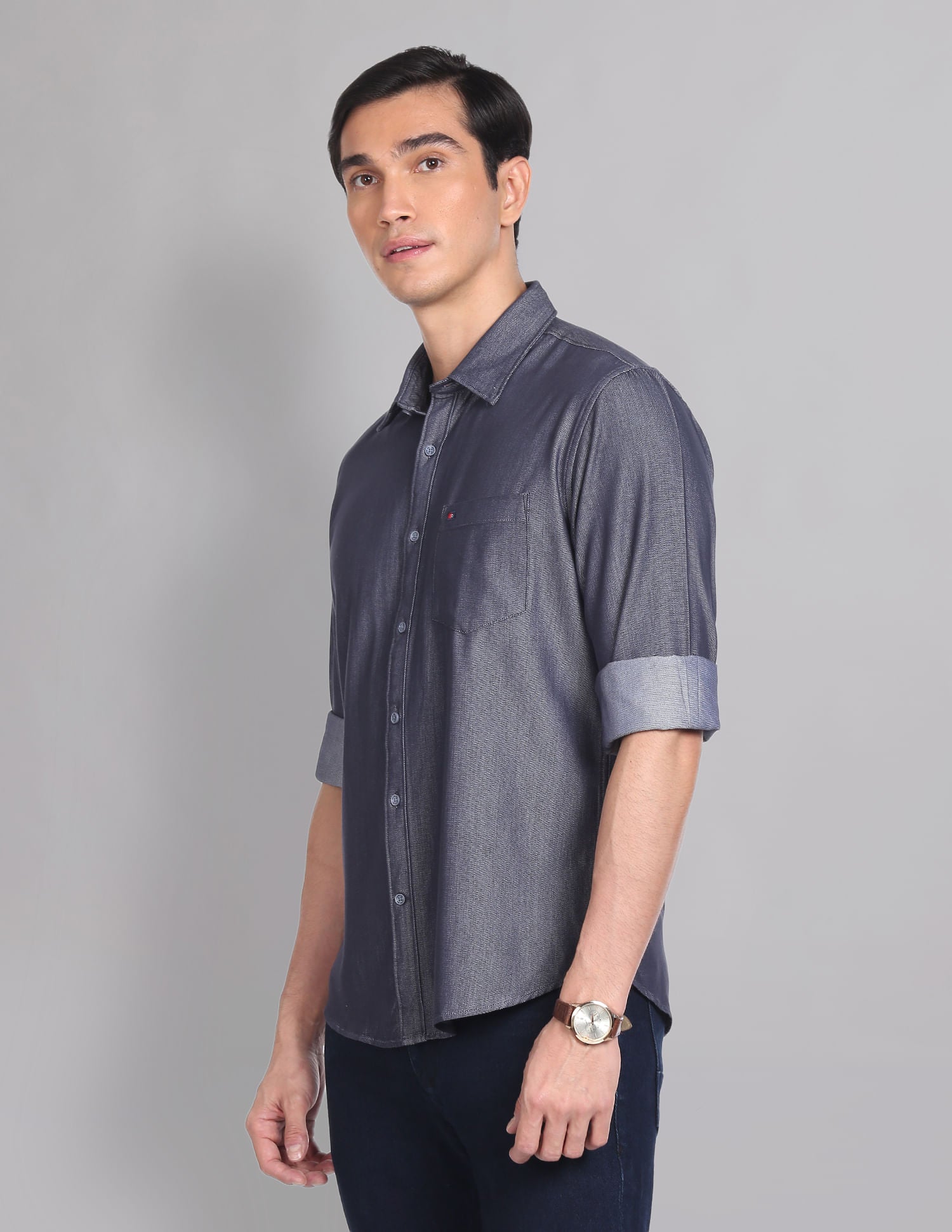 Everyday Wear Knit Solid Slim Fit Casual Shirt