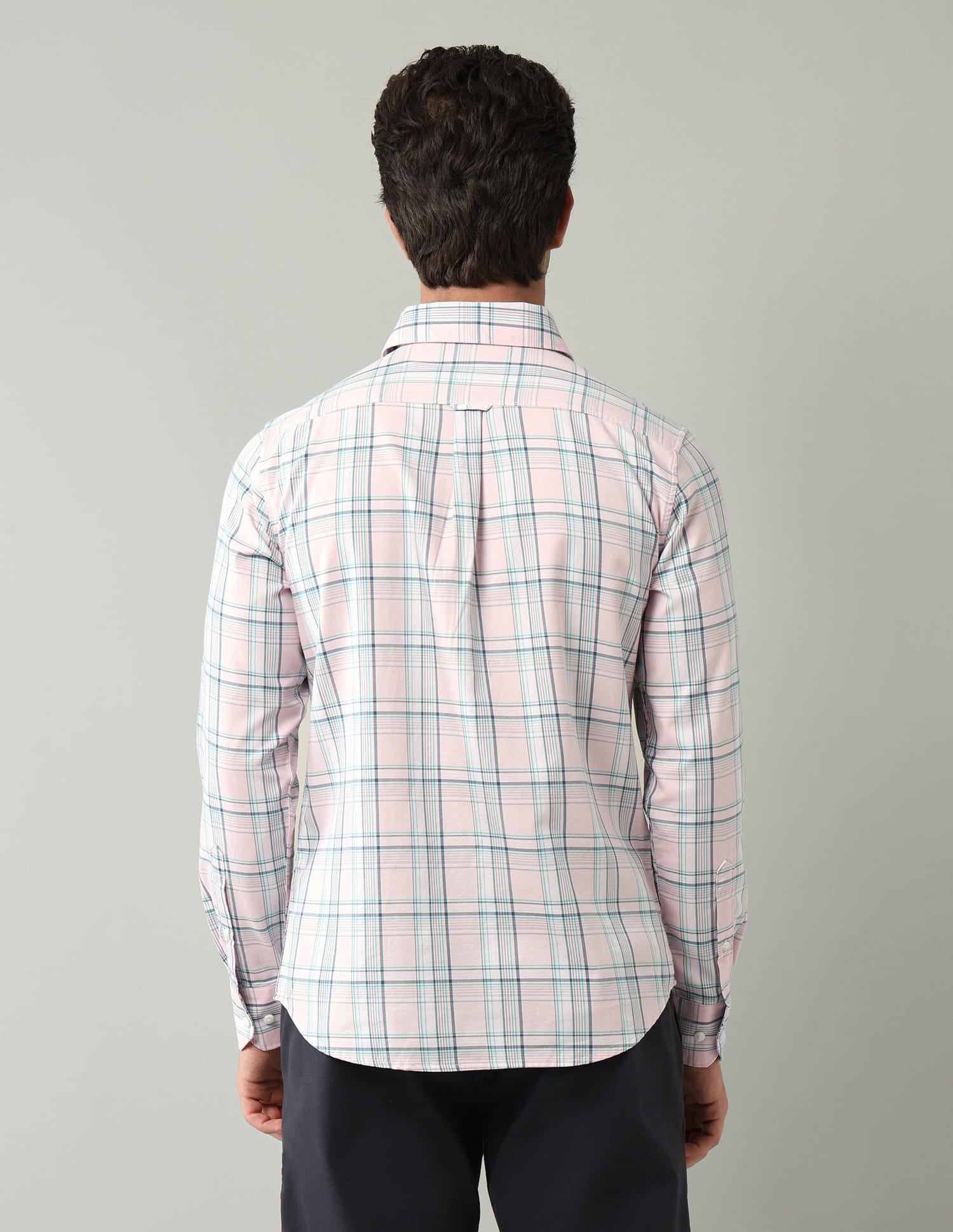 Pink Tartan Checked Modern Slim Fit Shirt