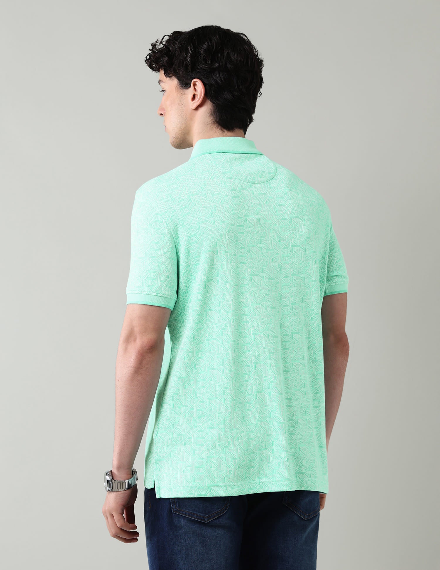 Geometric Printed Slim Fit Polo Shirt