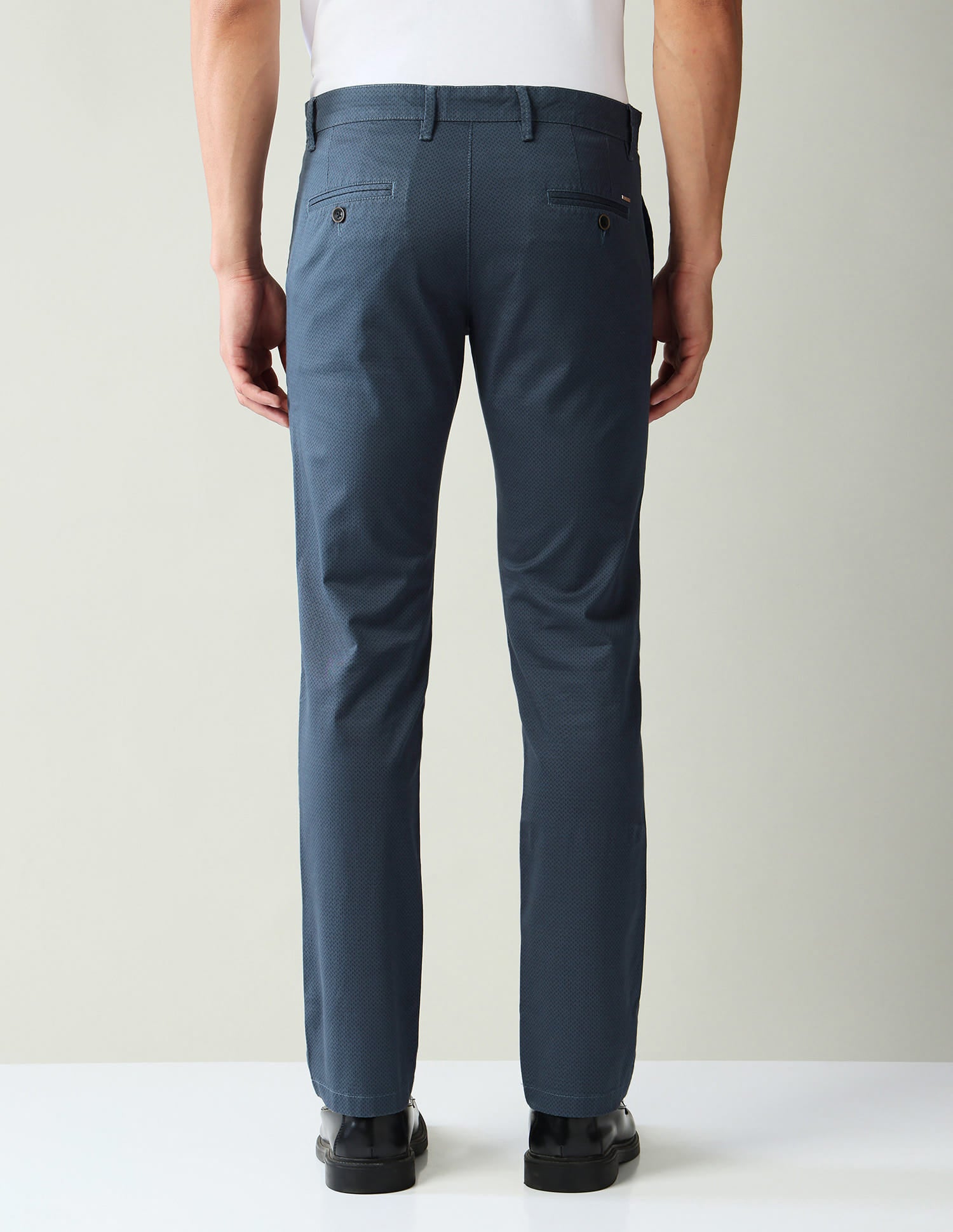 Textured Mid-Rise Slim Fit Trousers