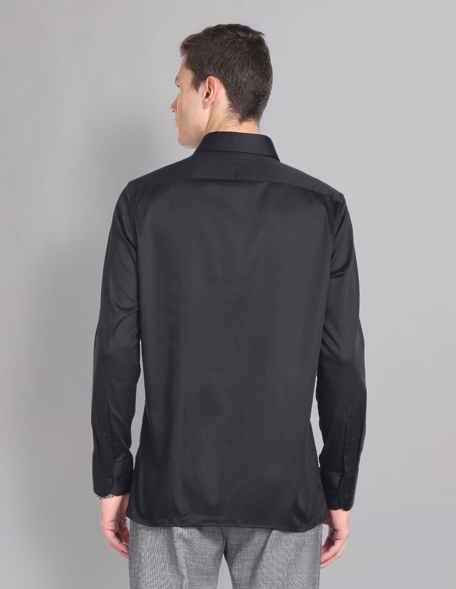 Stylish Cutaway Collar Solid Satin Formal Shirt