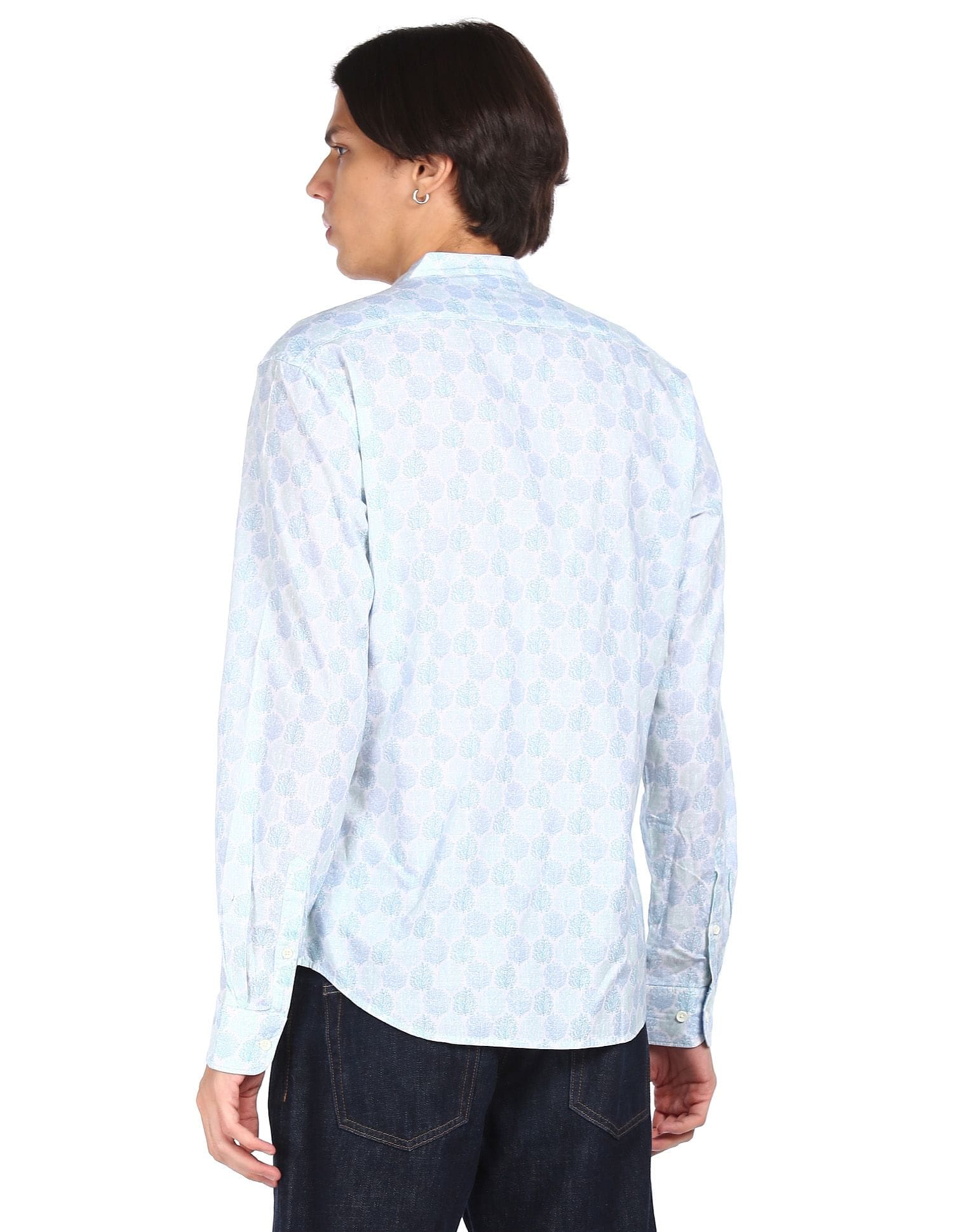 Mandarin Collar Printed Shirt