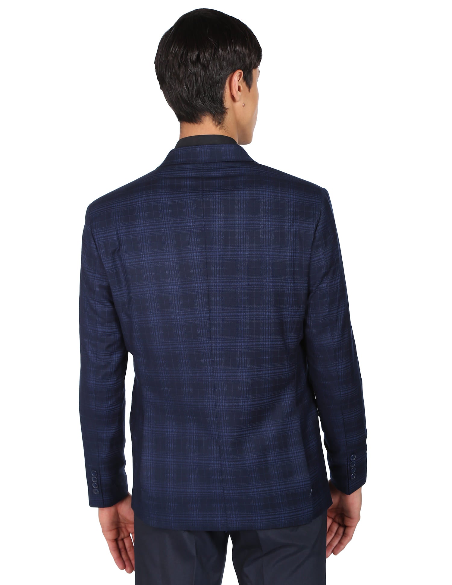 Patterned Weave Tartan Check Formal Blazer