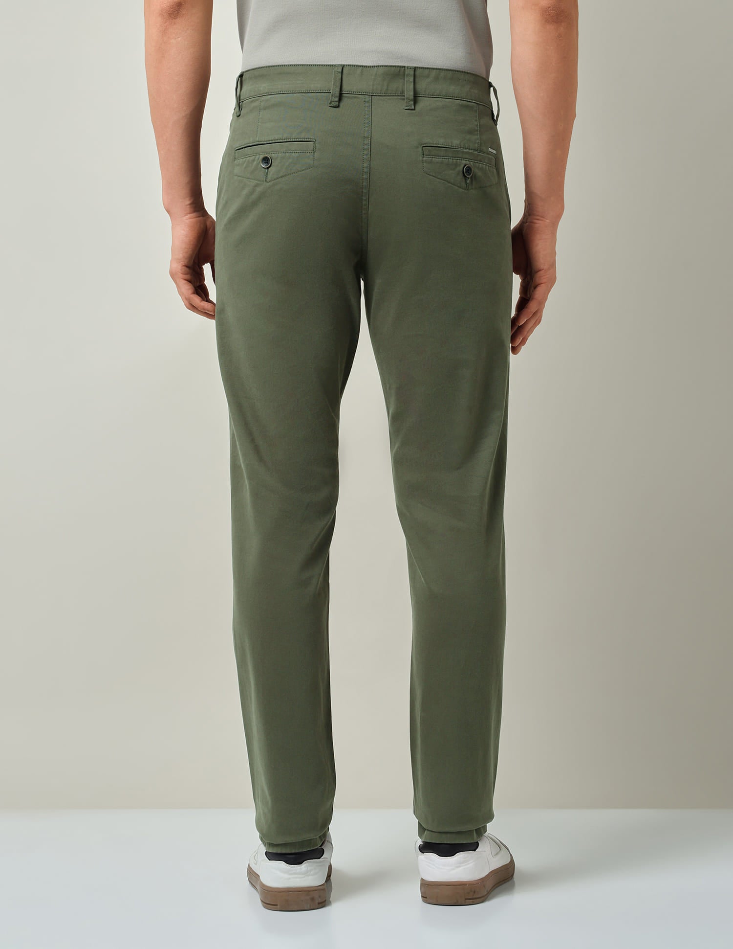 Work Essentials Solid Slim Fit Dobby Trousers