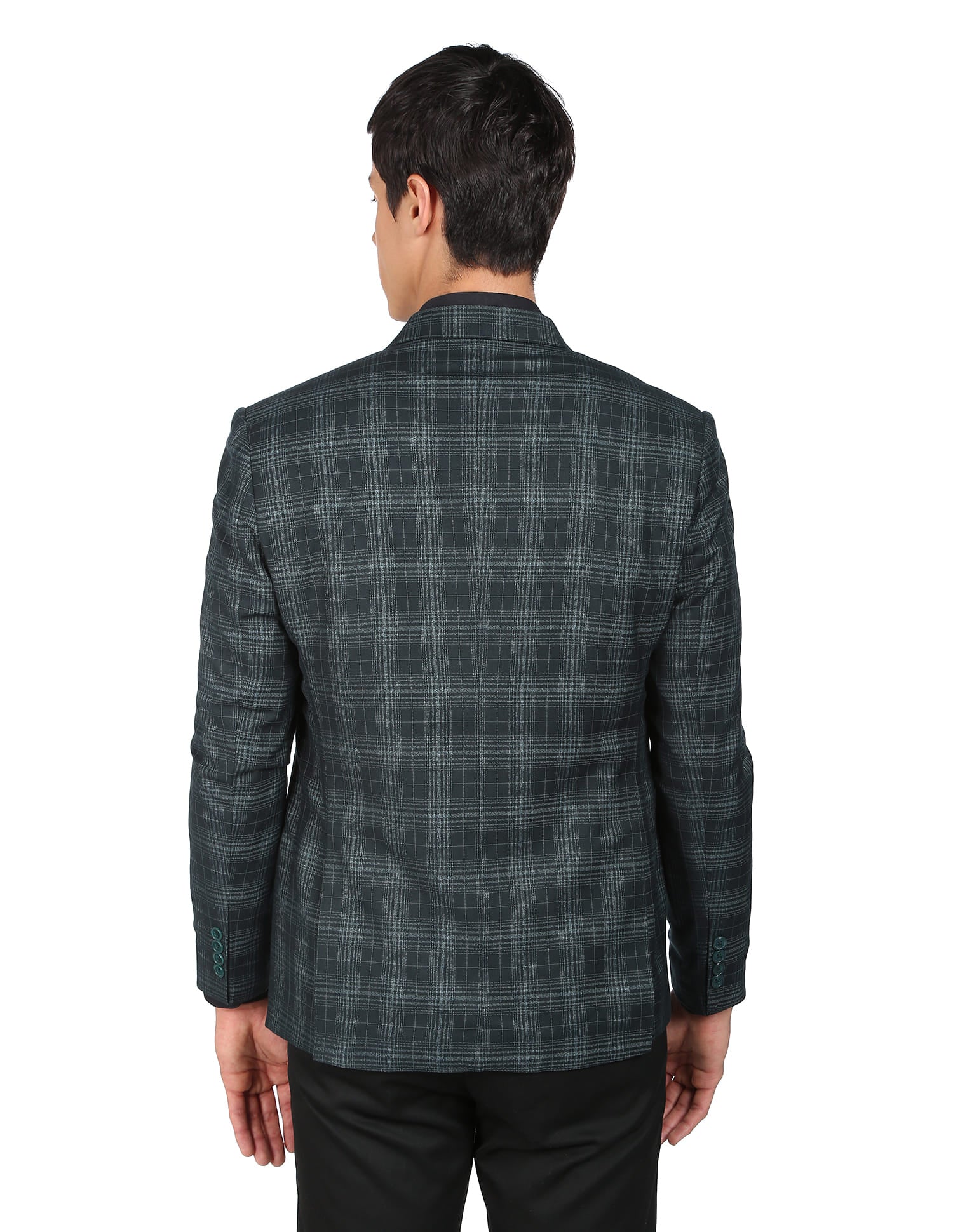Patterned Weave Tartan Check Formal Blazer