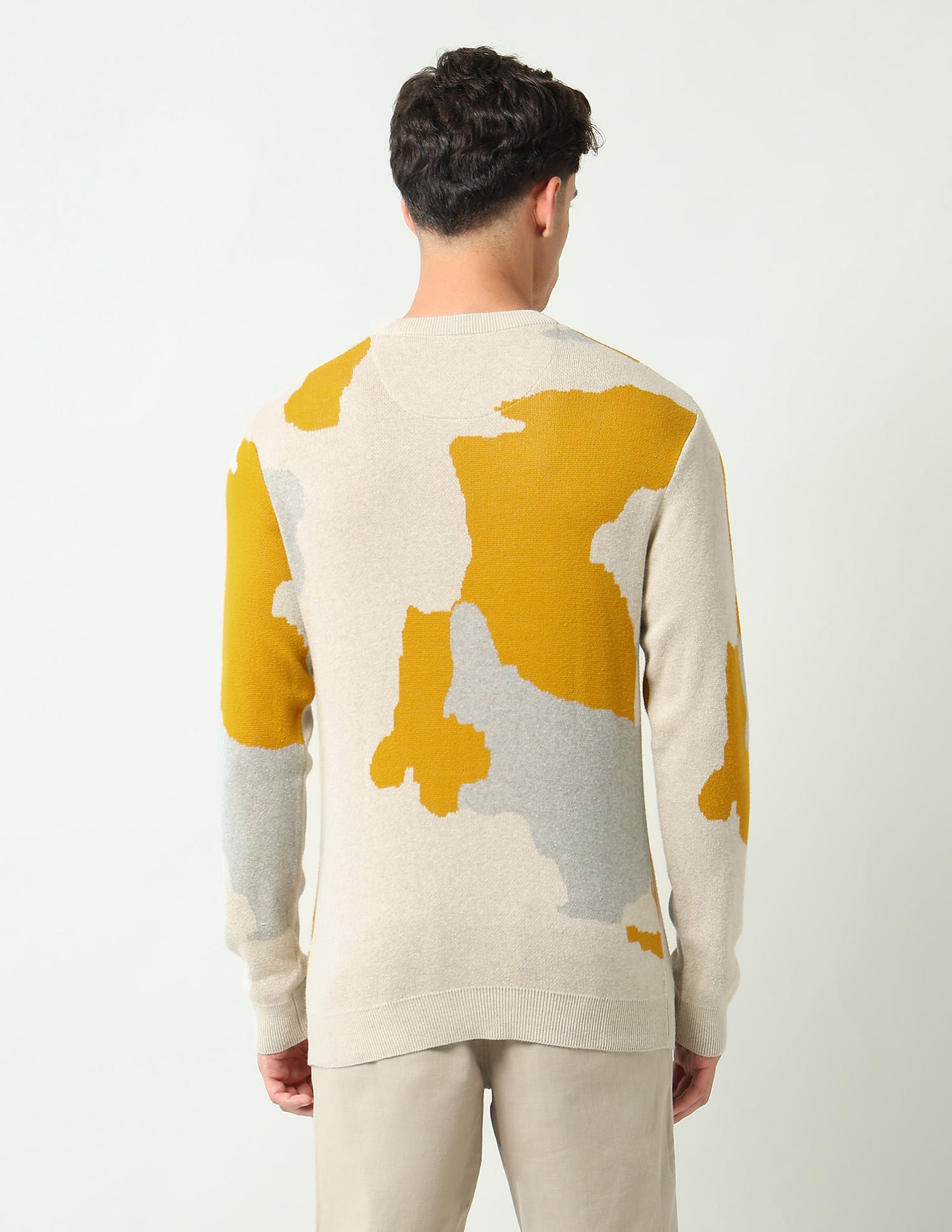 Travel Ready Abstract Printed Slim Fit Sweater