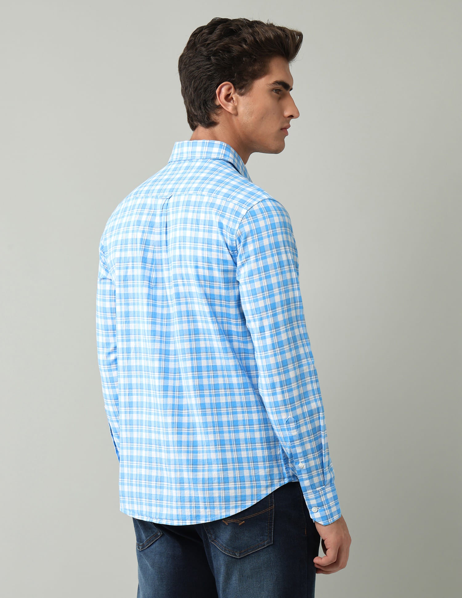 Blue Plaid Checked Regular Fit Shirt