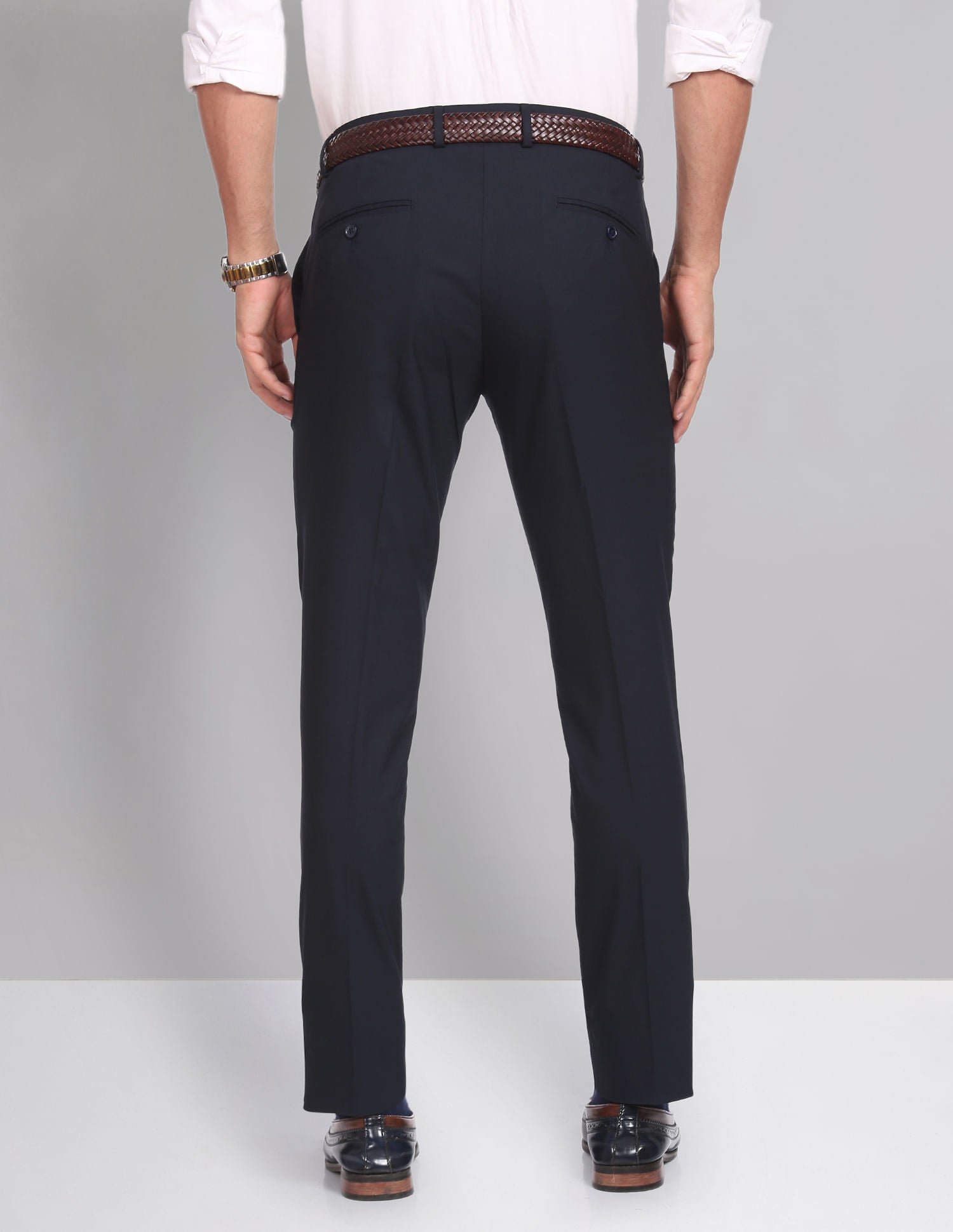Corporate Pulse Smart Waist Solid Formal Trousers