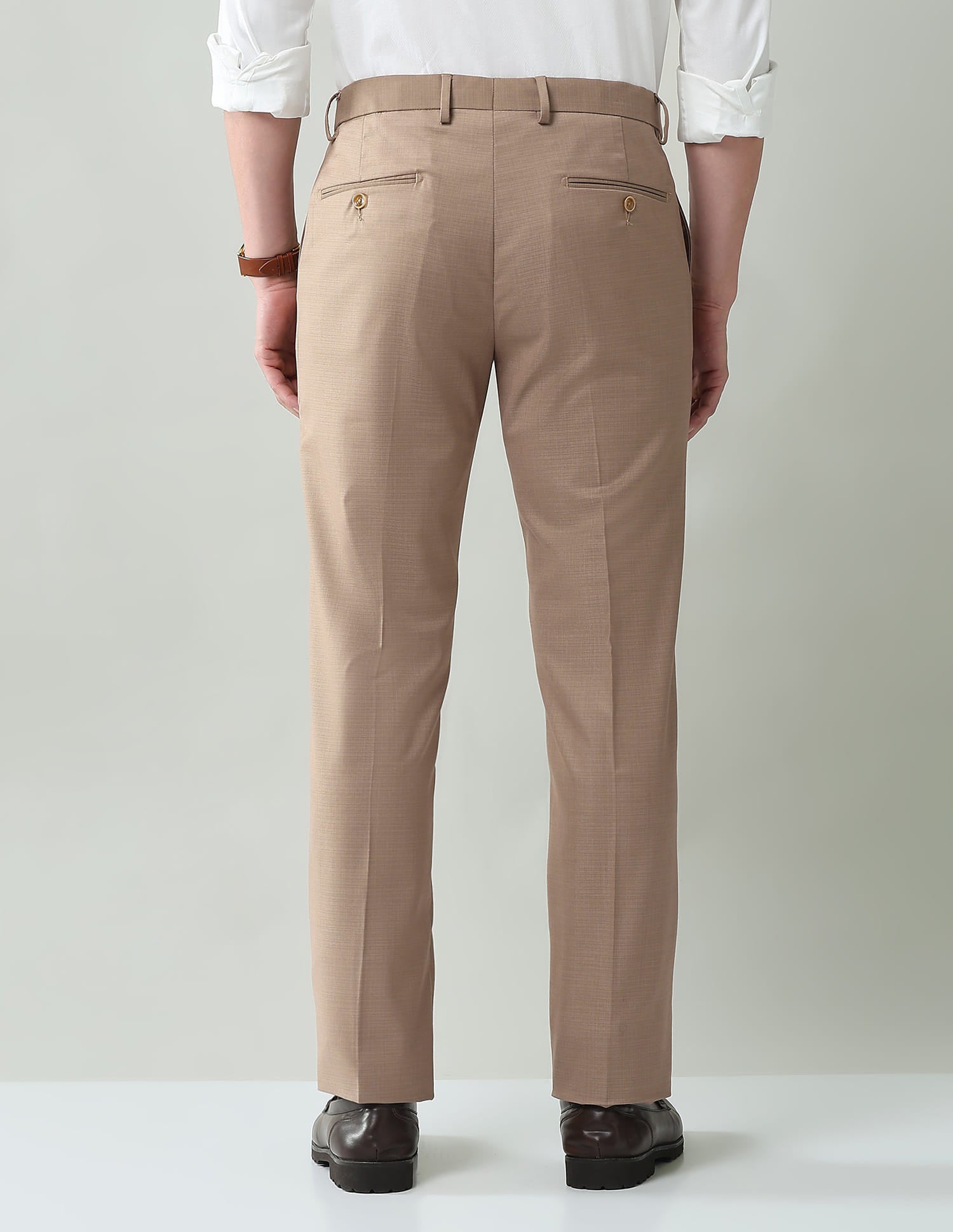 Solid Mid Rise Regular Fit Trousers