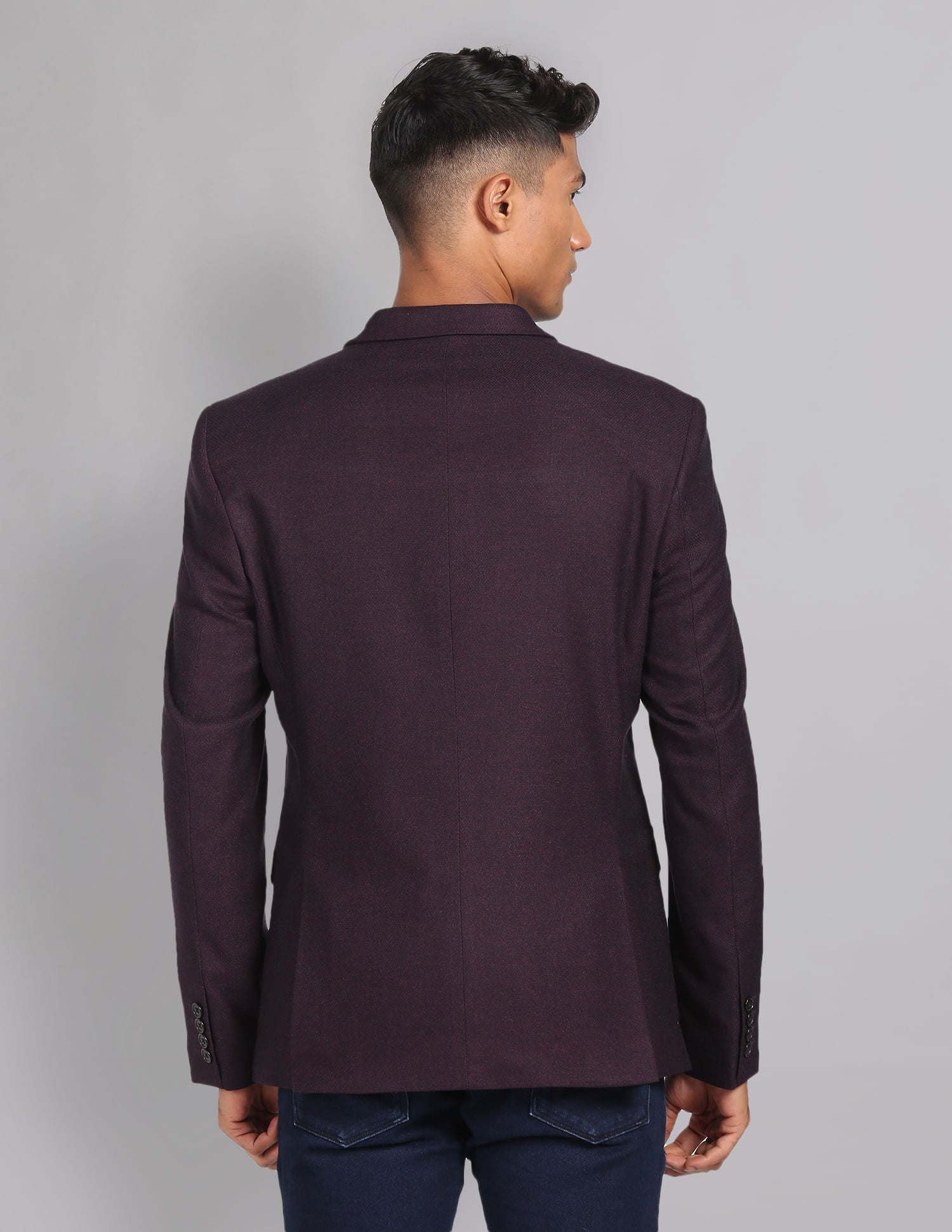 Power-Edged Dobby Convertible Collar Blazer