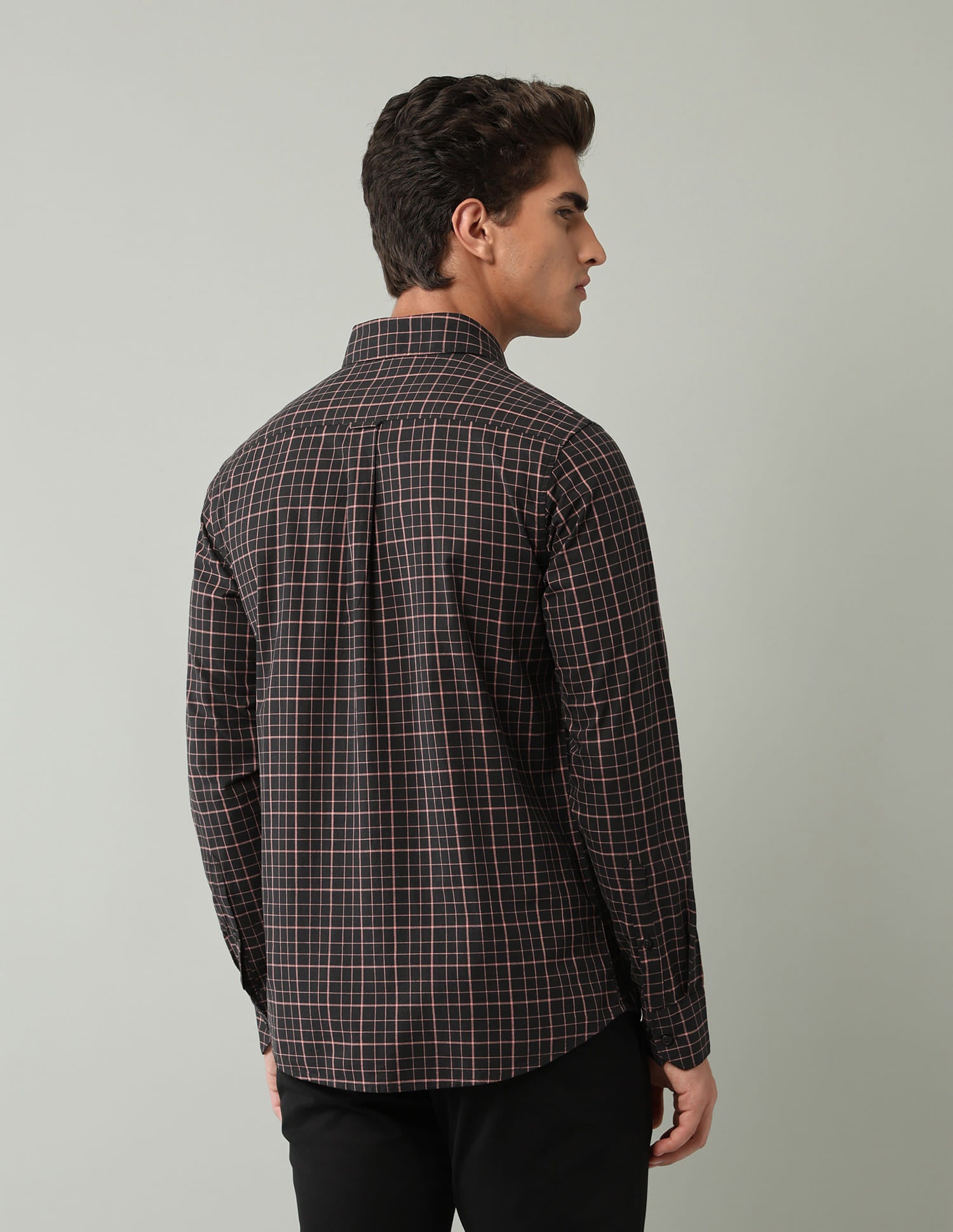 Black Windowpane Checked Modern Slim Fit Shirt
