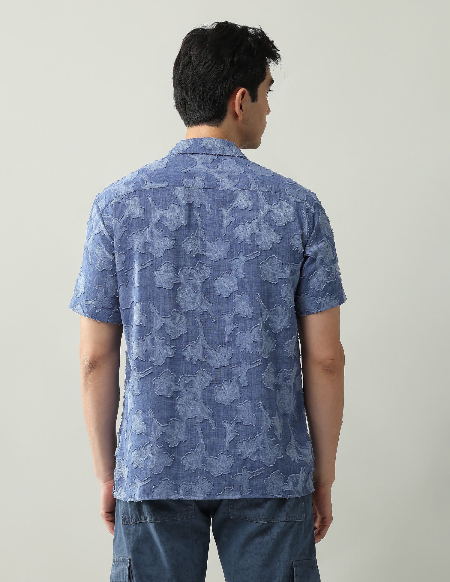 All over Floral pattern jacquard weave slim fit shirt