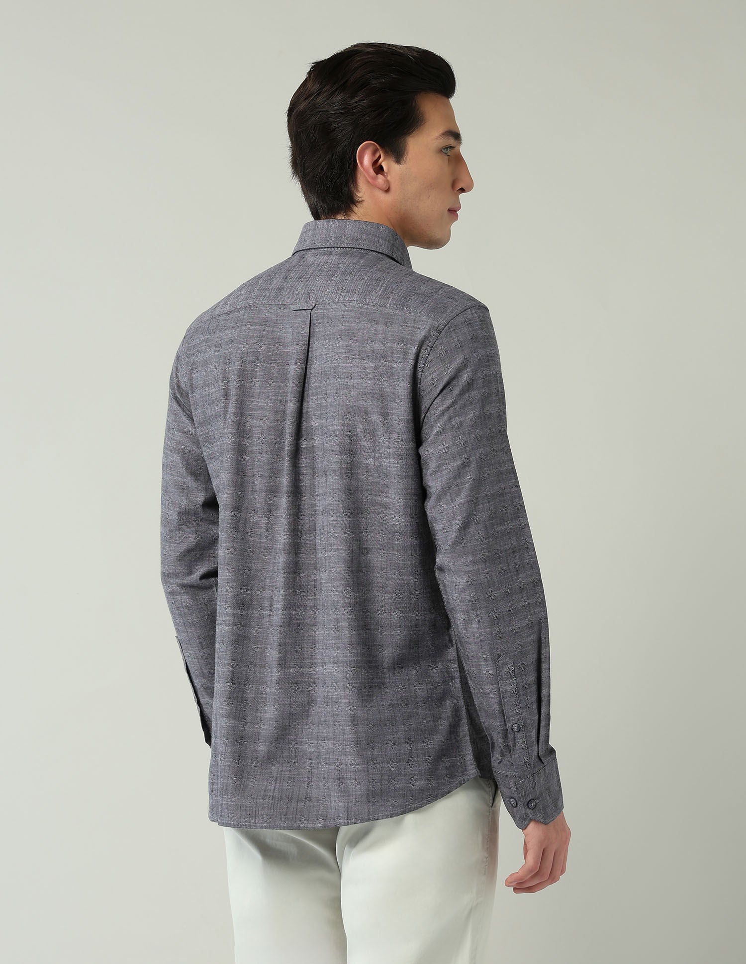 Corporate Ready Modern Slim Fit Self-Design Shirt