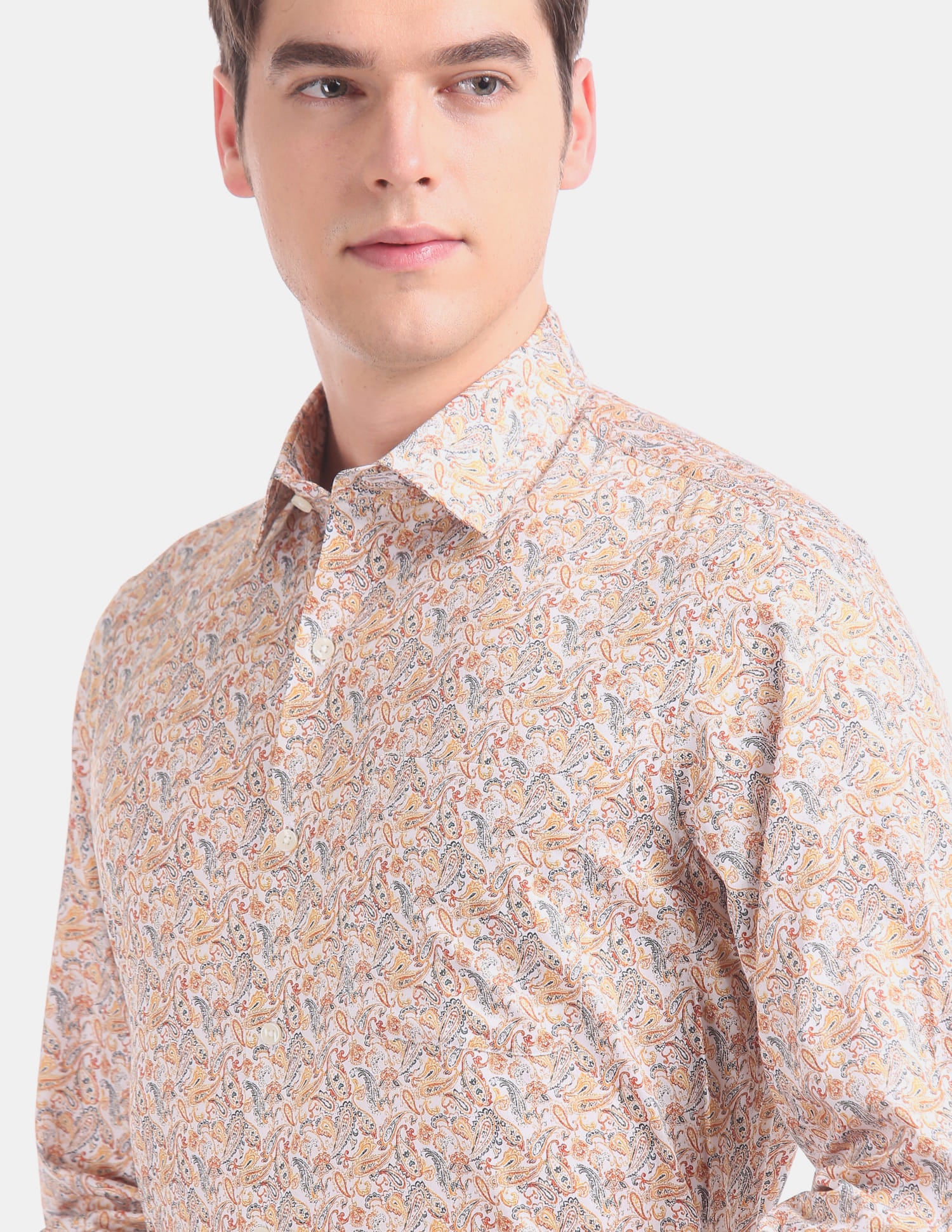 Paisley Print French Placket Cotton Casual Shirt
