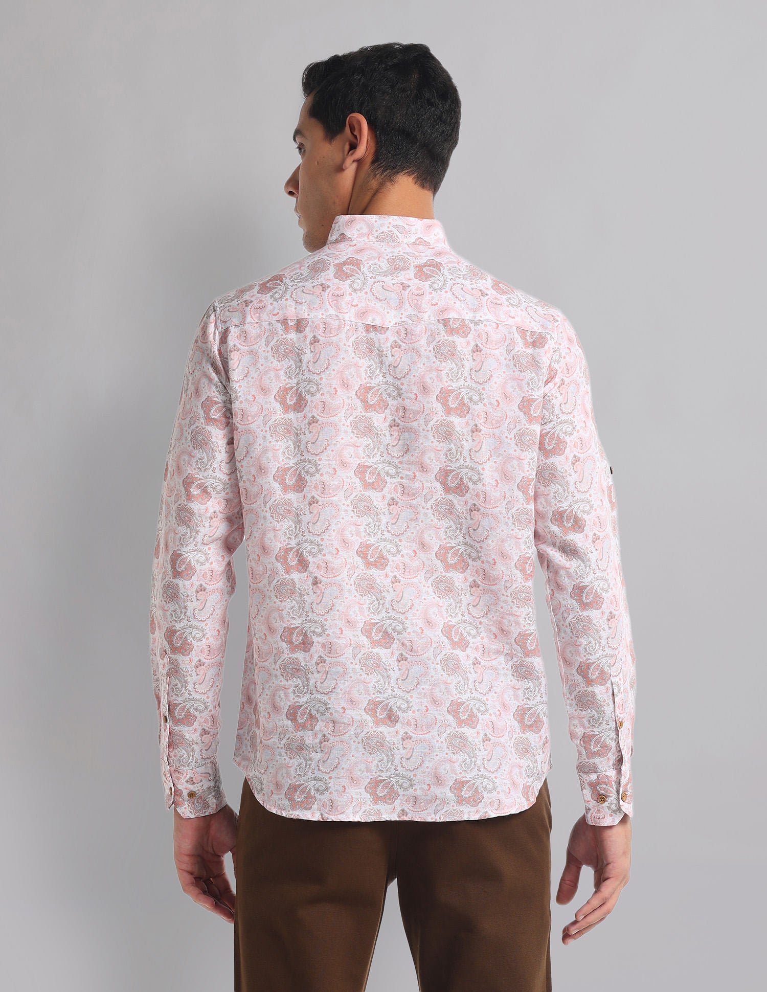 Vacation Polished Paisley Mandarin Collar Indie Shirt