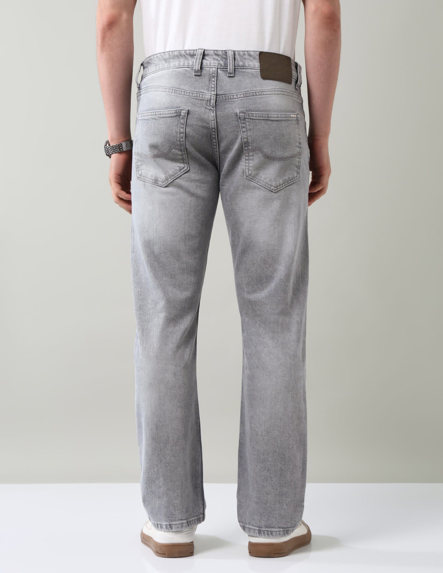 Stone Washed Comfort Fit Mid-Rise Jeans