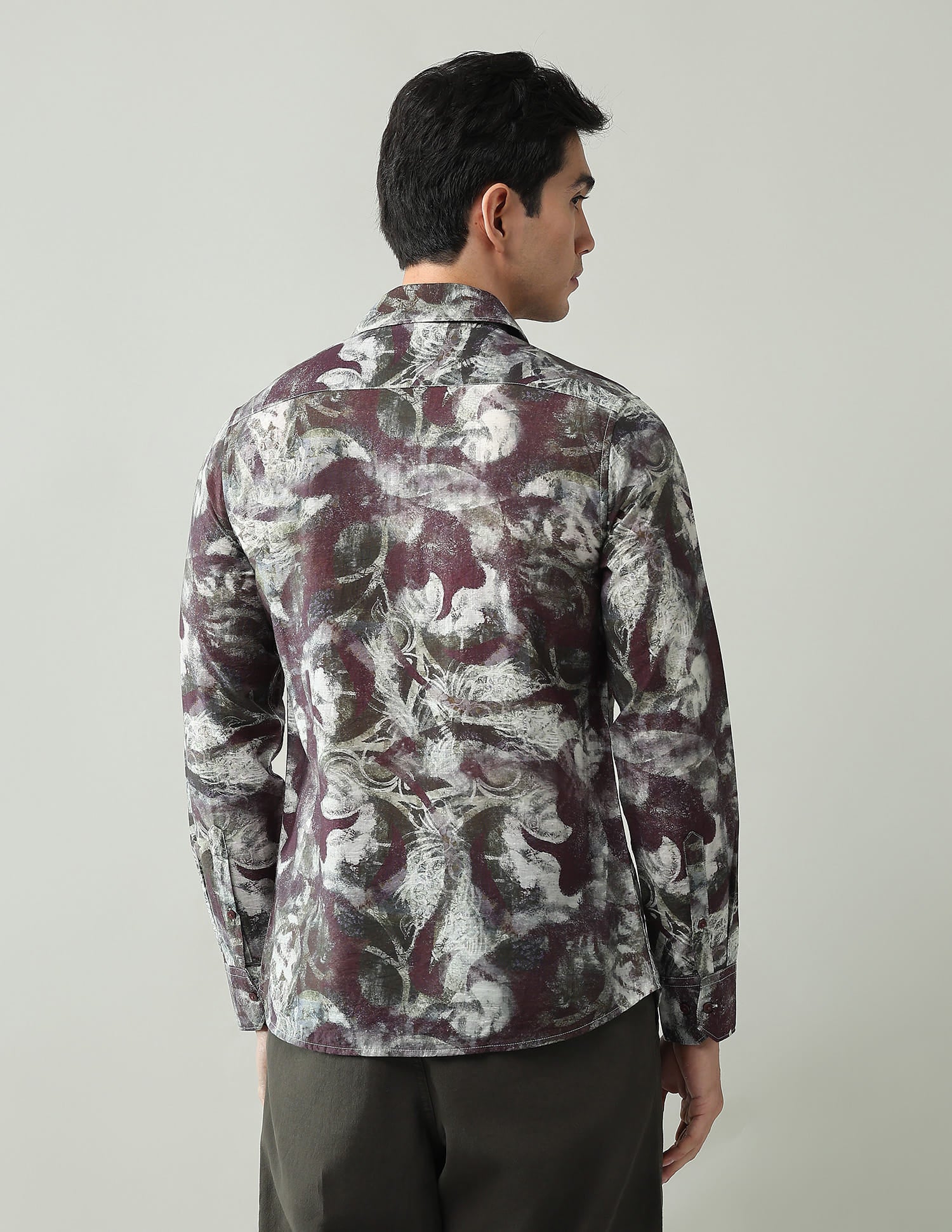 Abstract Printed Slim Fit Dobby Weave Shirt