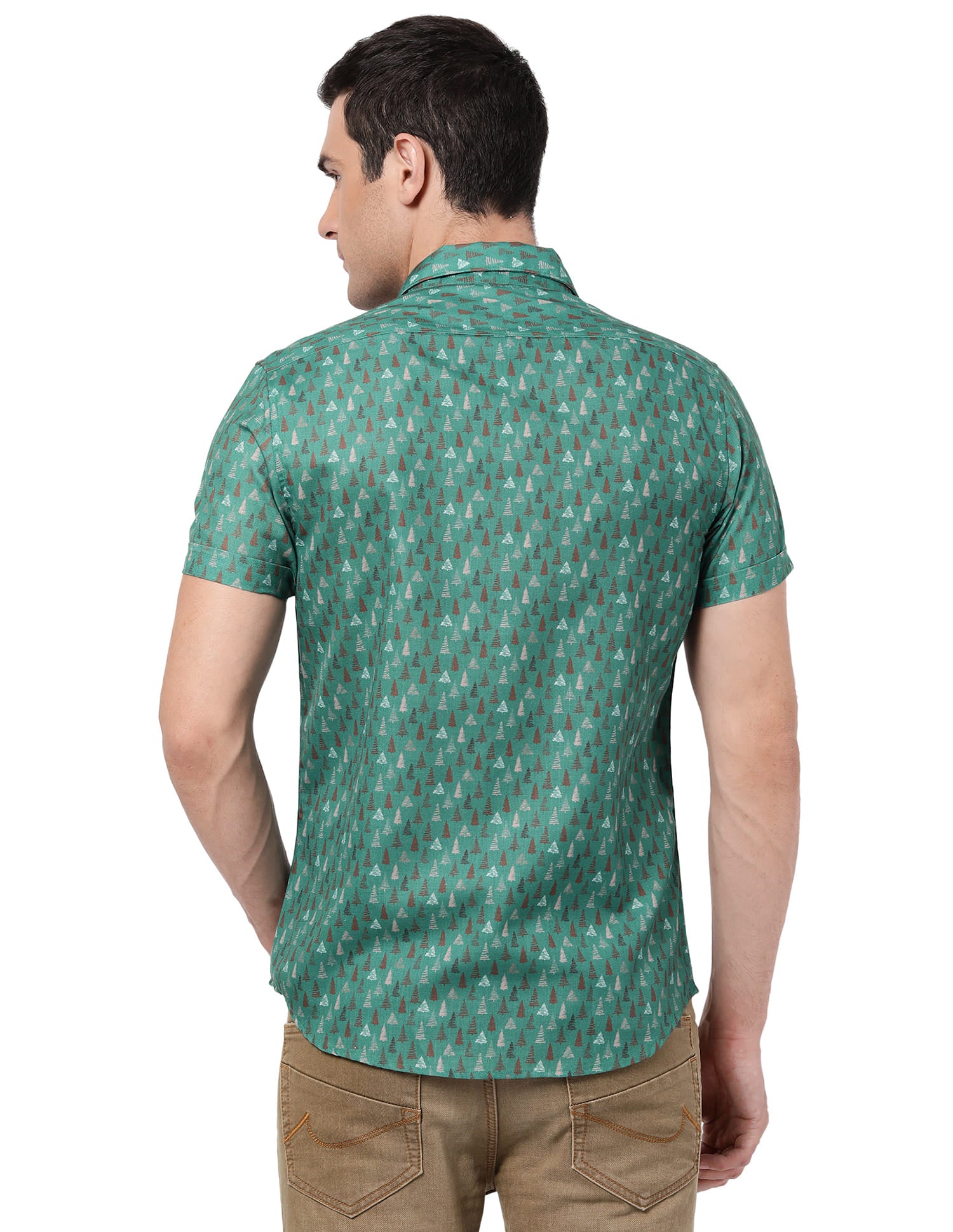 Short Sleeve Slim Fit Printed Casual Shirt