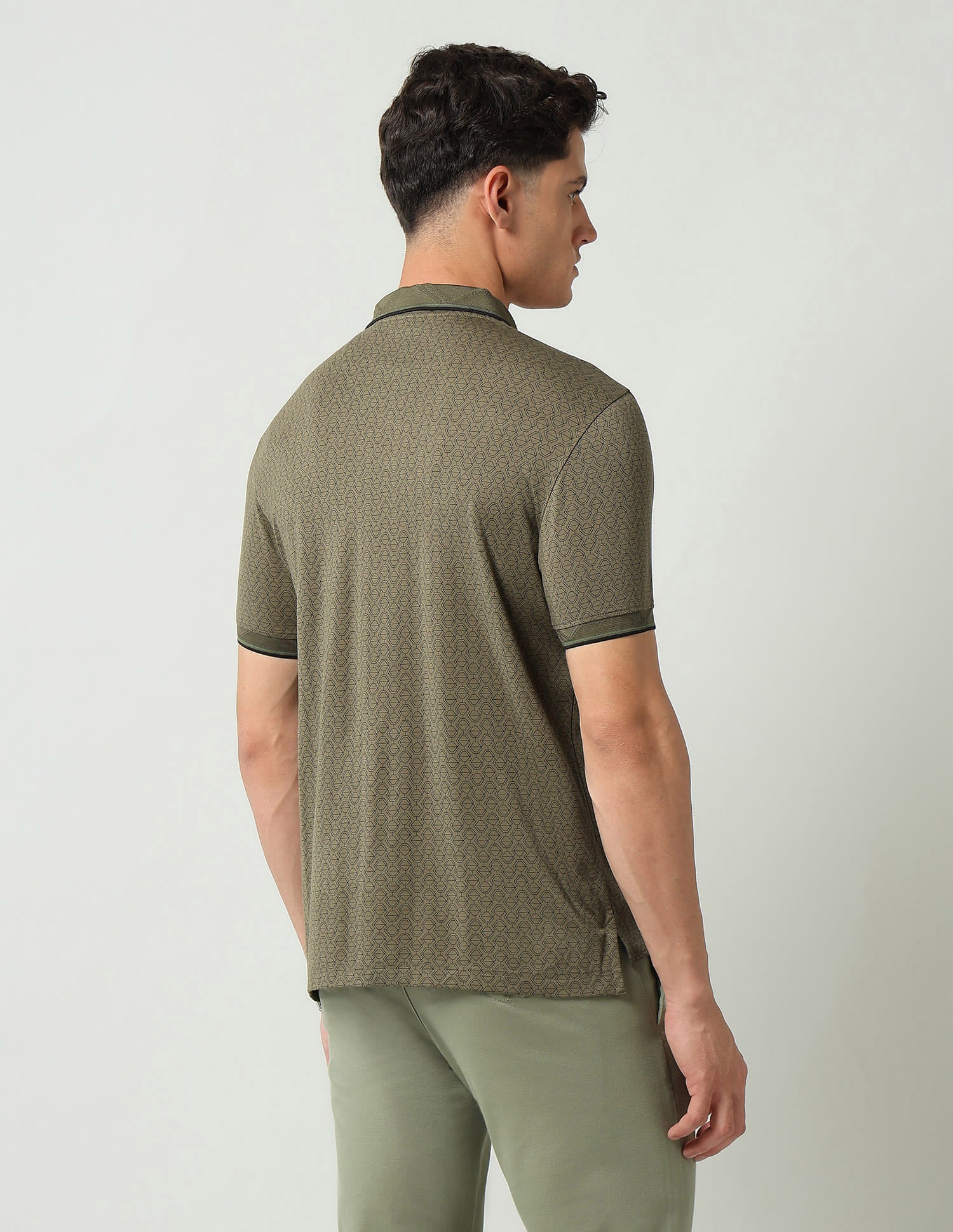 Geometric Printed Slim Fit Polo Shirt