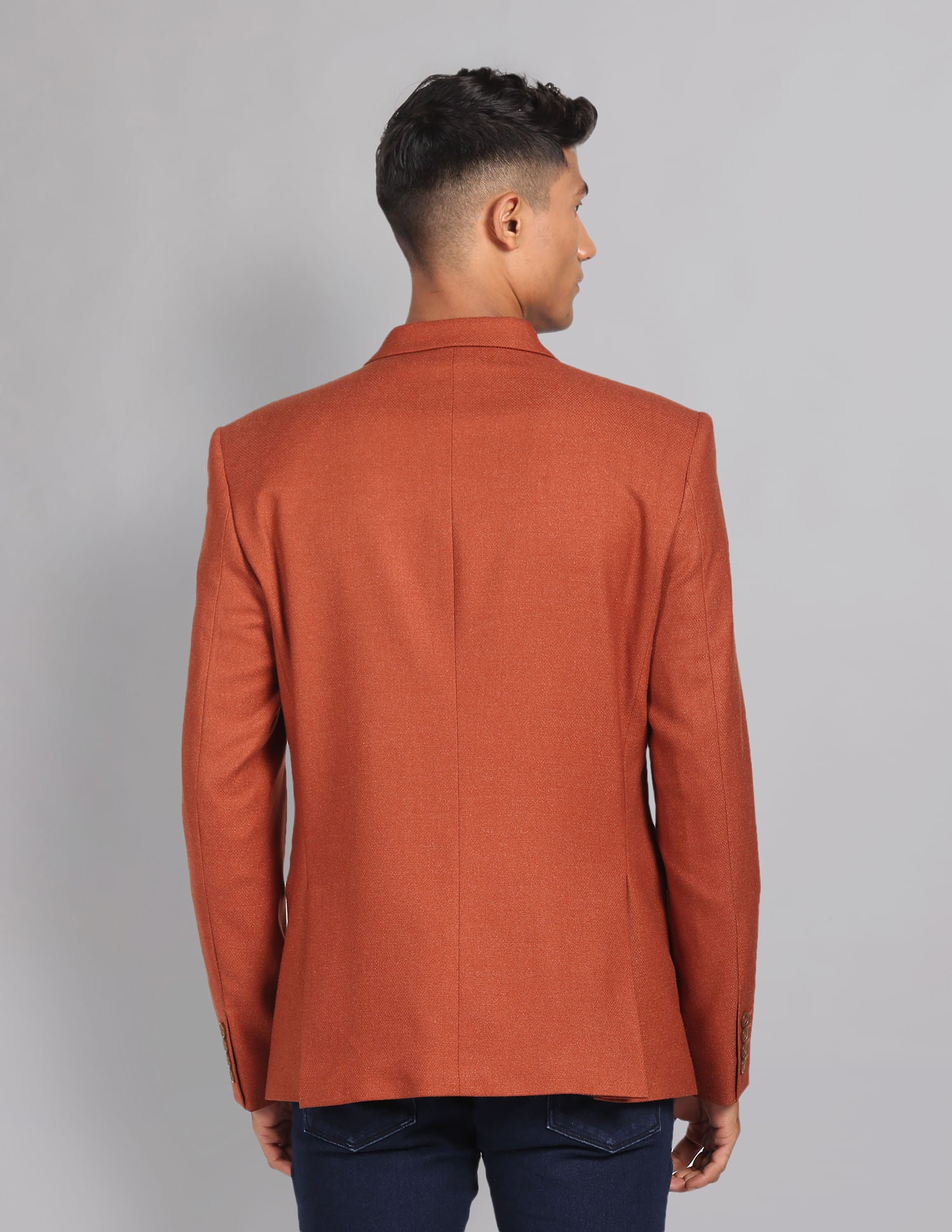 Power-Edged Dobby Convertible Collar Blazer
