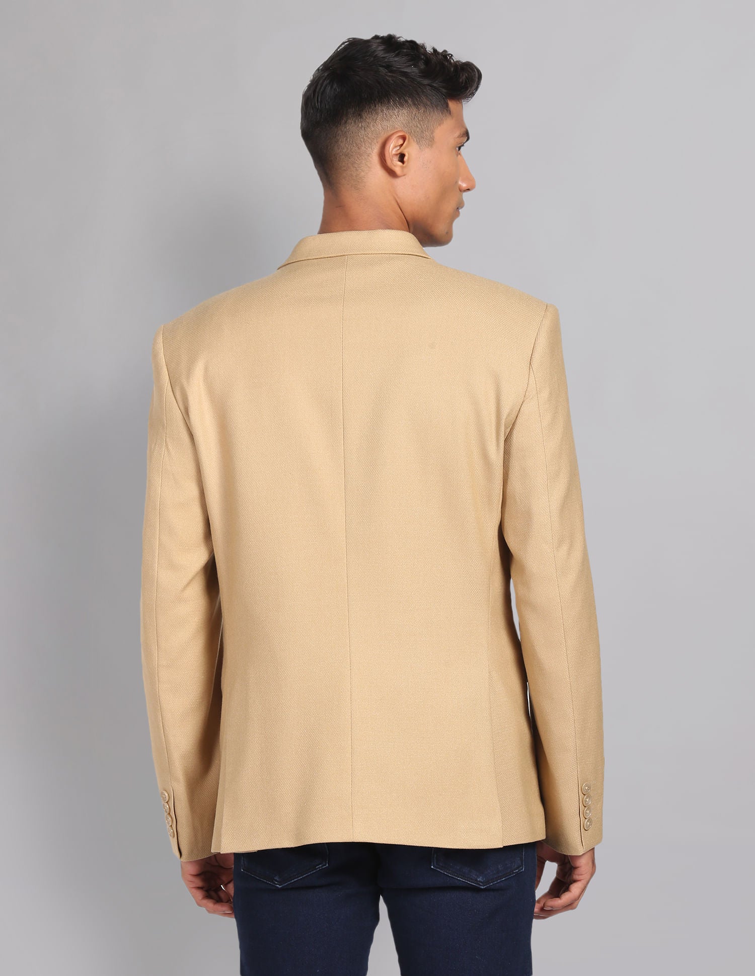 Power-Edged Dobby Convertible Collar Blazer