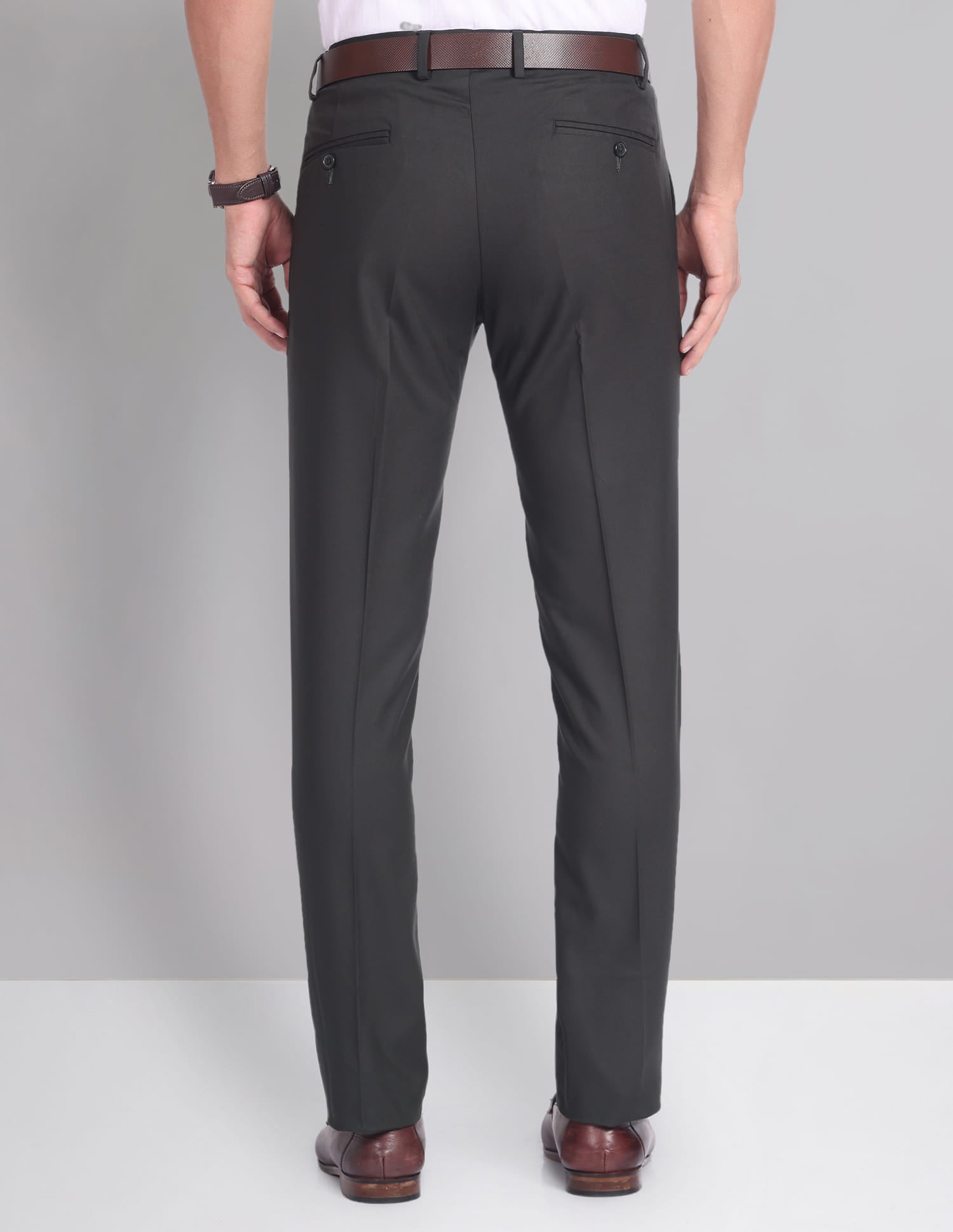 Slim Fit Solid Formal Trousers