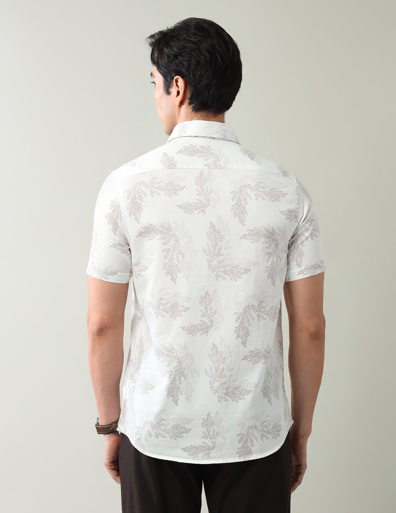 Contemporary Floral Pattern Twill Slim Fit Shirt