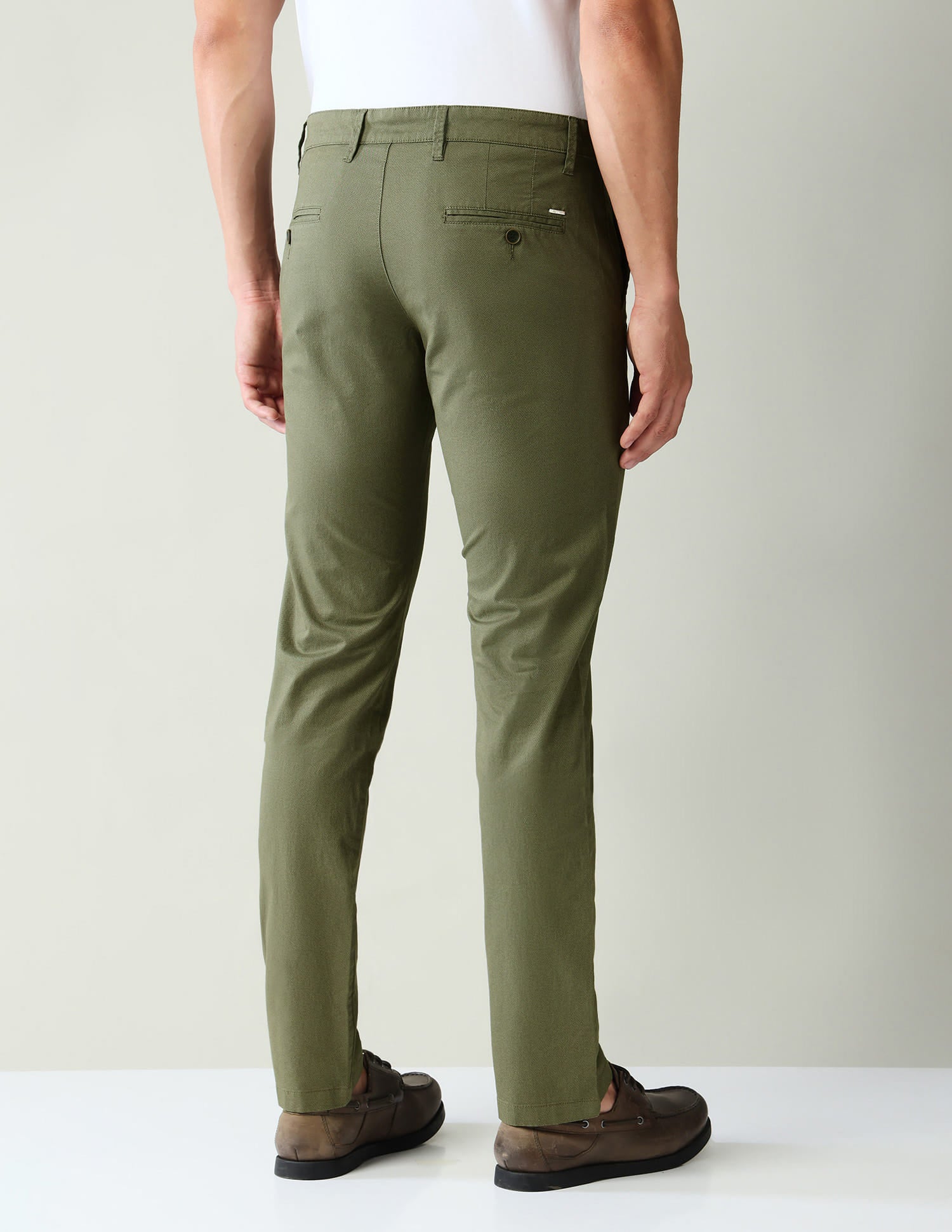 Textured Mid-Rise Slim Fit Trousers