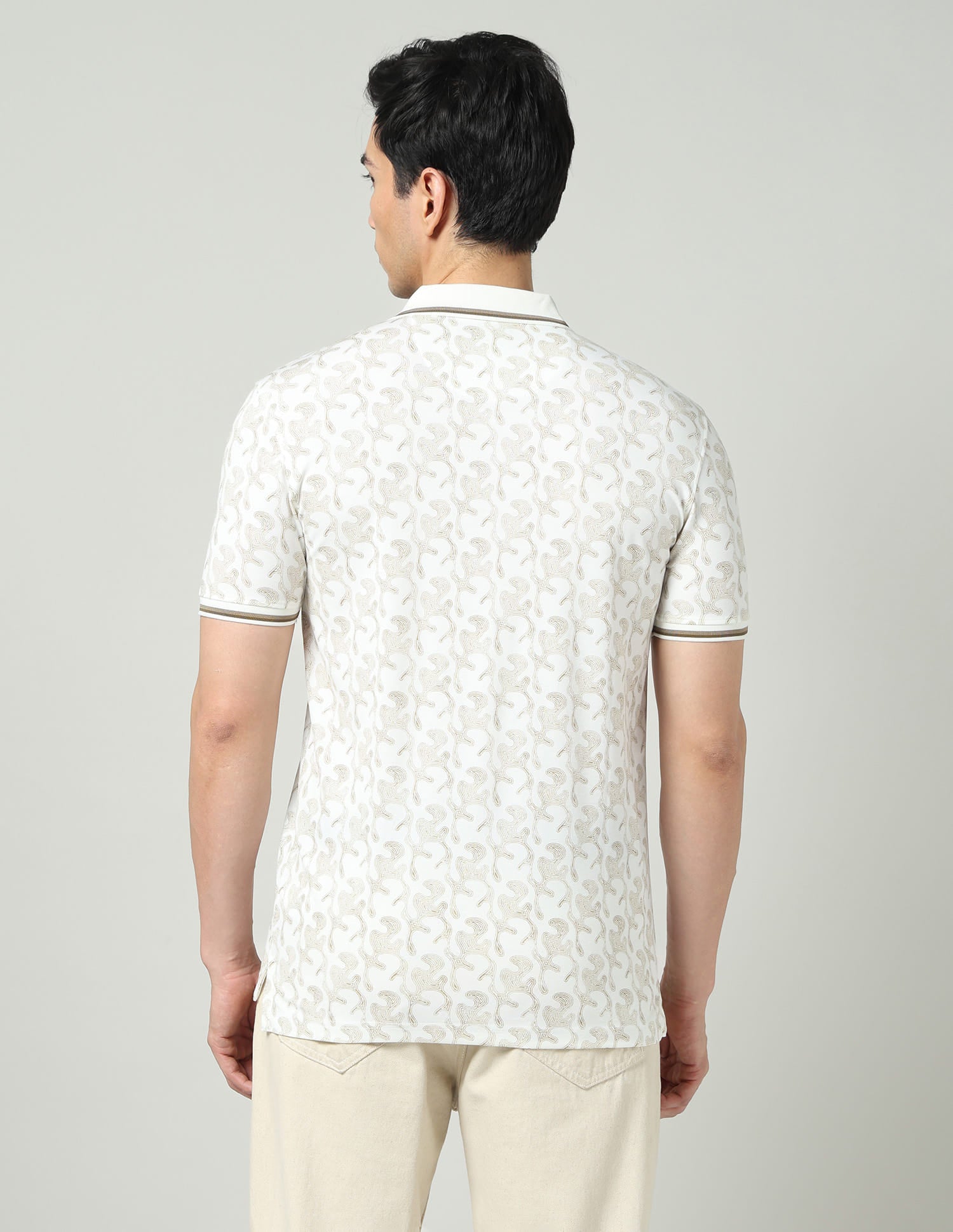 Vintage Cool Geometric Print Slim Fit Polo Shirt