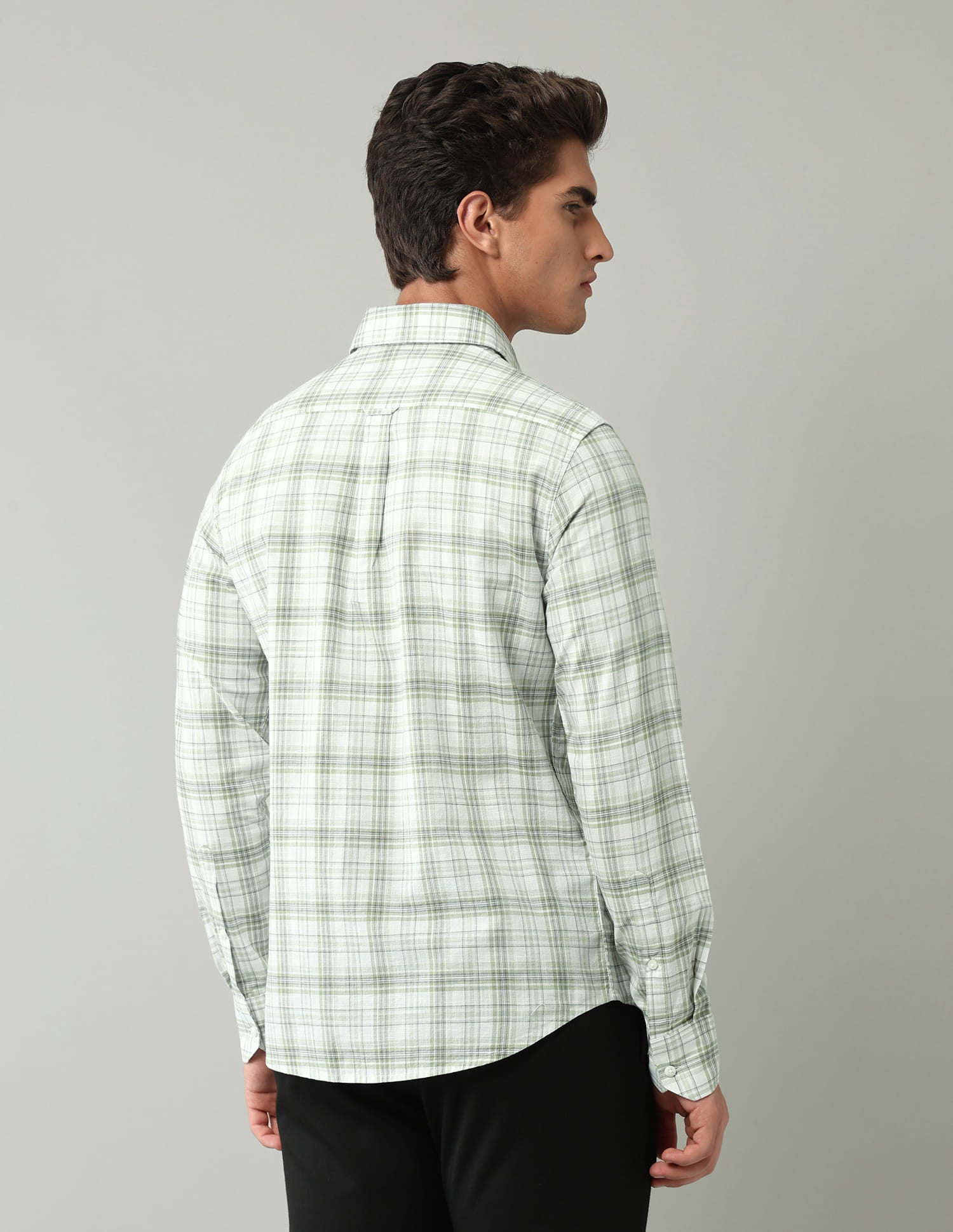 Green Tartan Checked Regular Fit Shirt