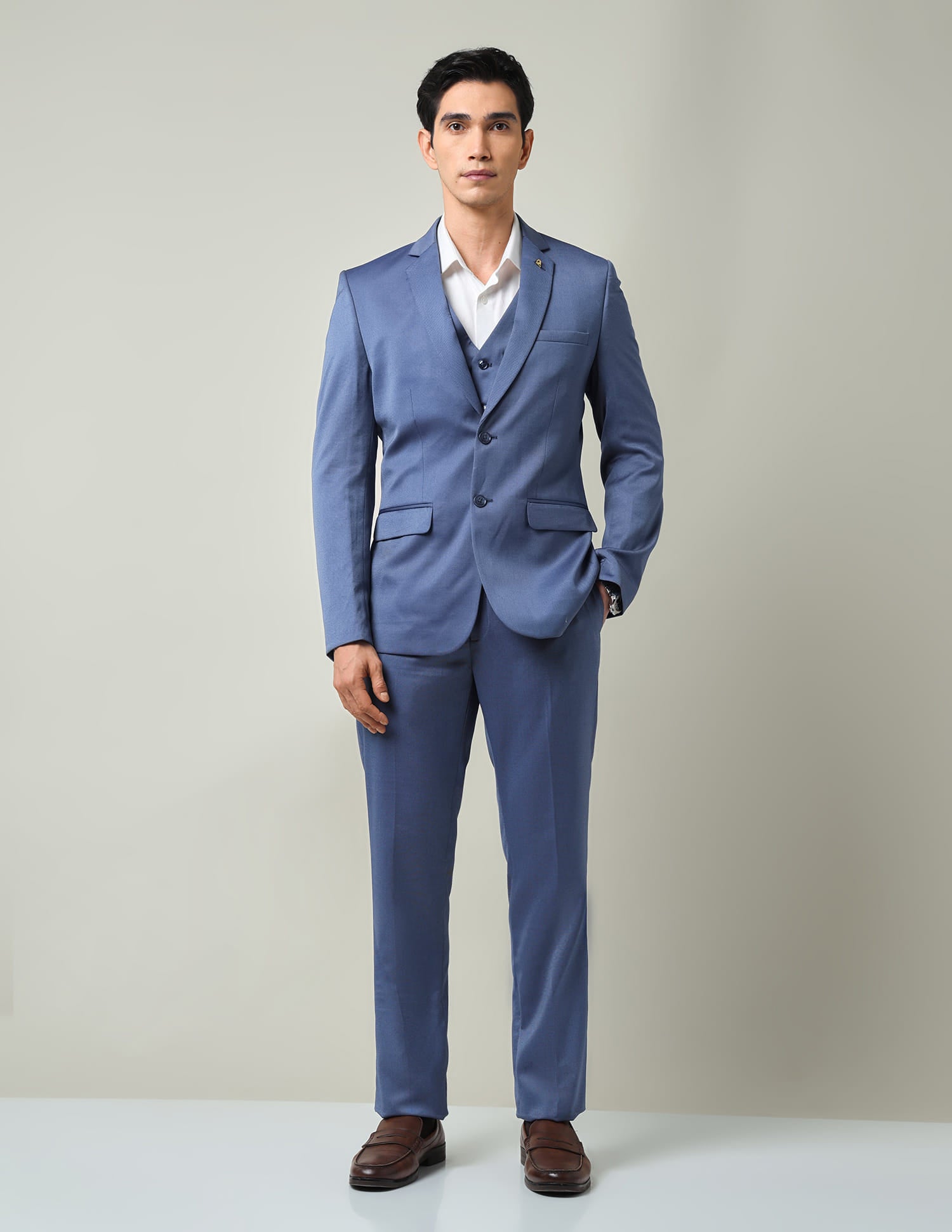 Boardroom Essential Solid Regular Fit Dobby Weave Suit