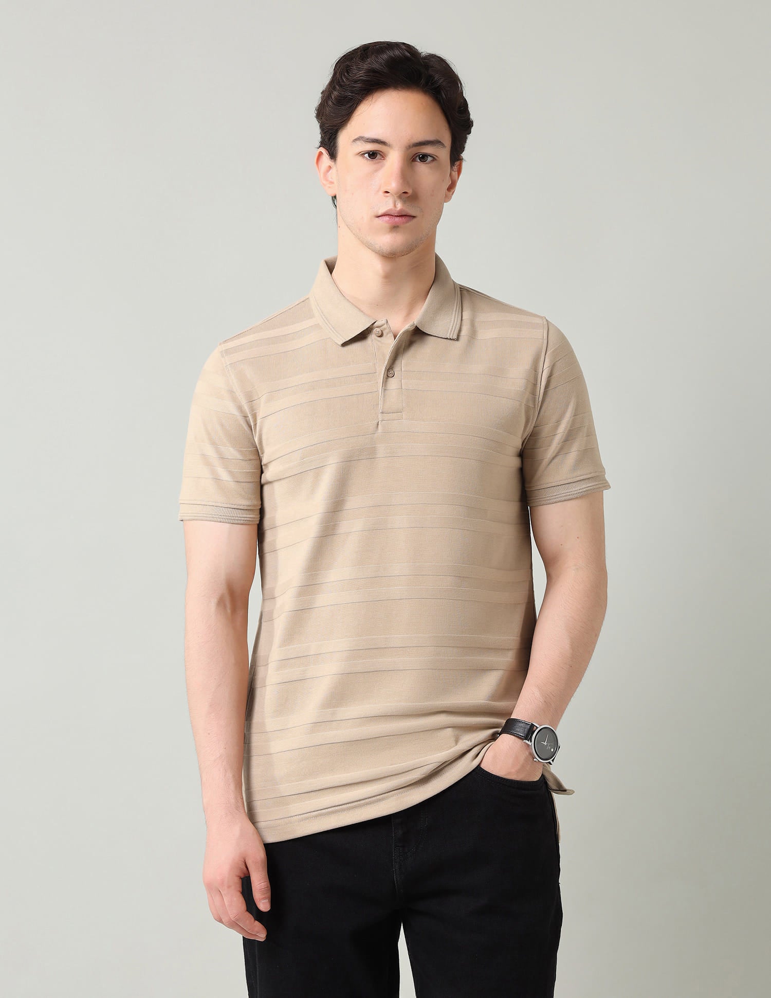 Horizontal Striped Regular Fit Polo Shirt