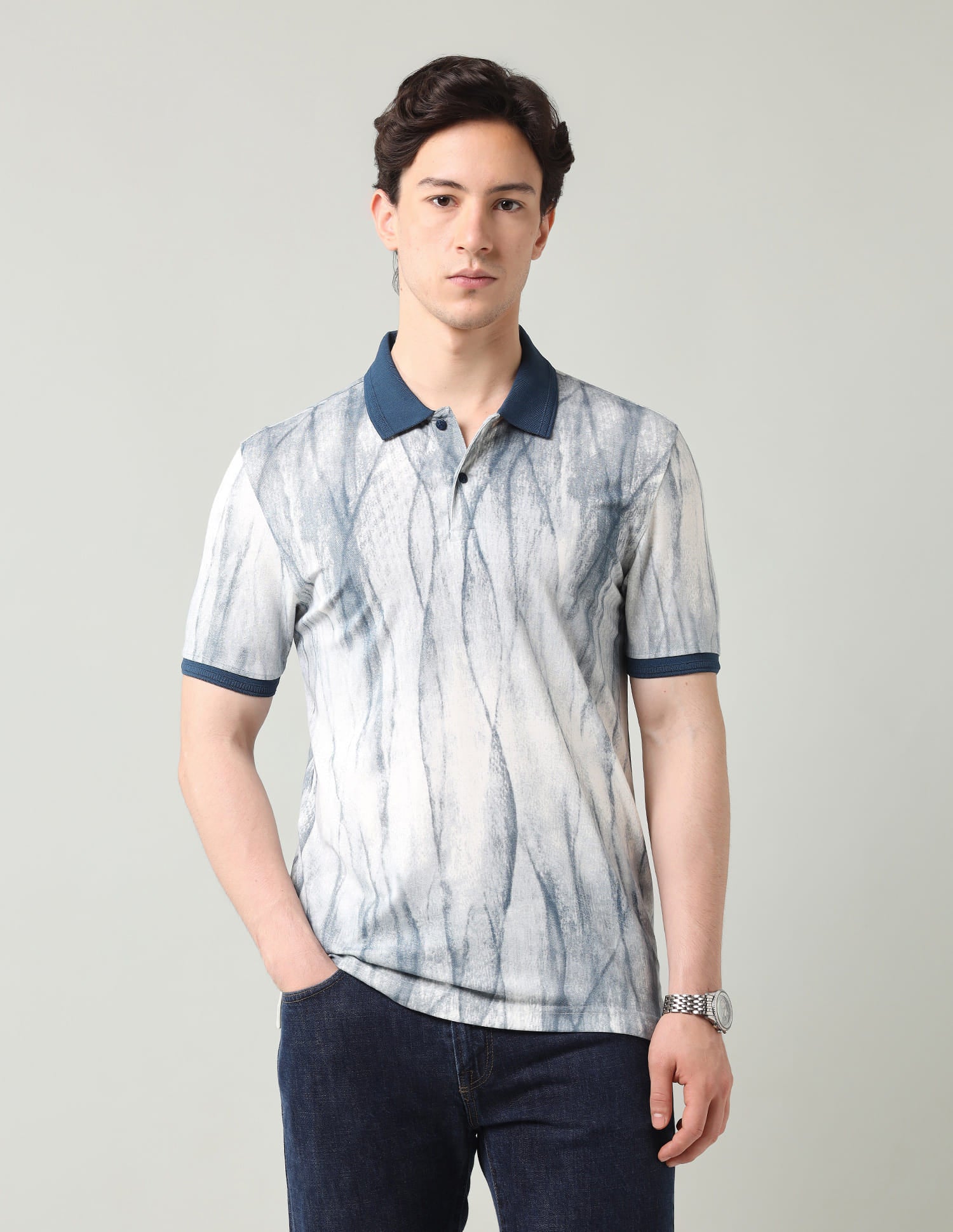Abstract Printed Regular Fit Polo Shirt