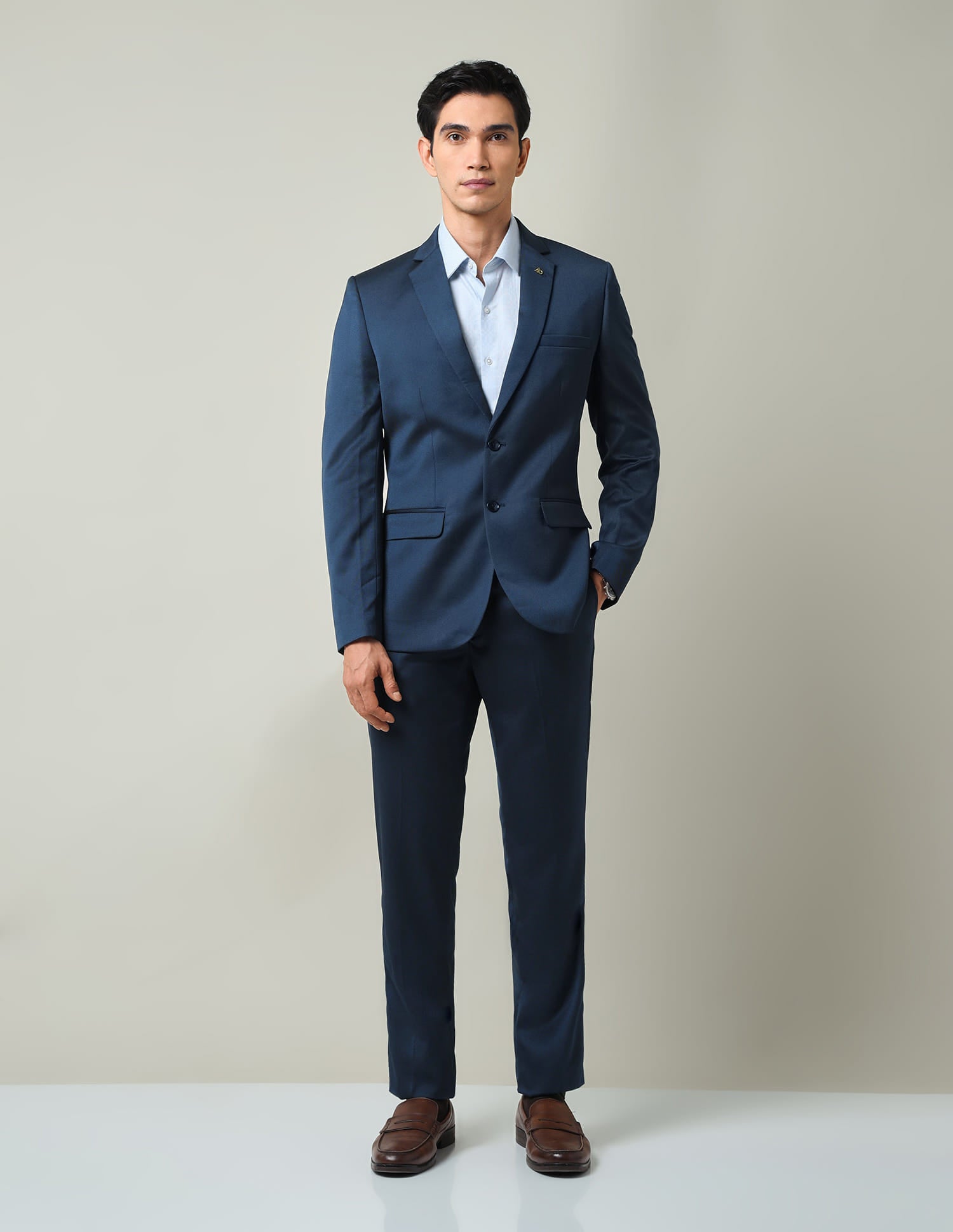 Boardroom Essential Solid Regular Fit Dobby Weave Suit