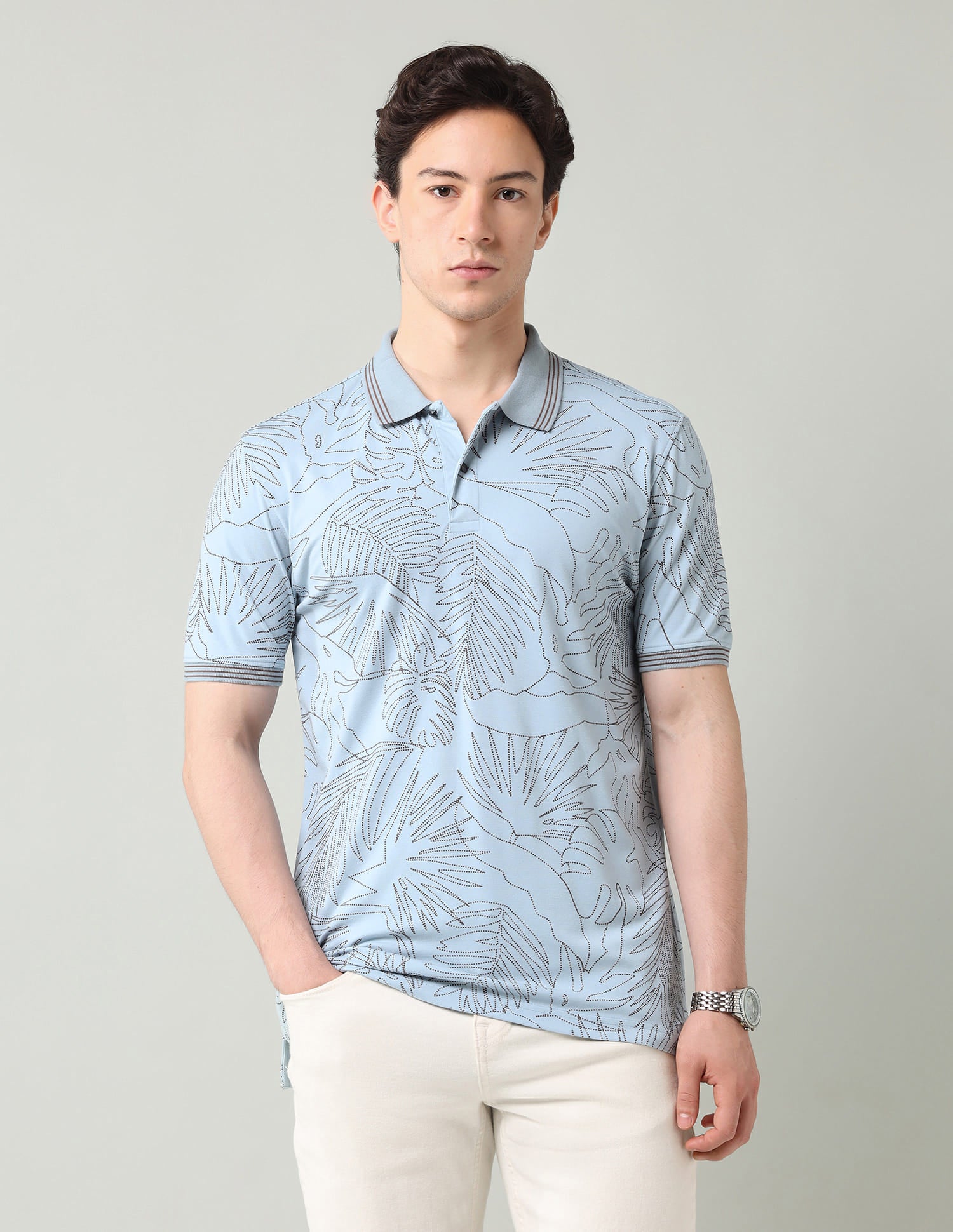Floral Printed Regular Fit Polo Shirt